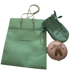 VTG Tiffany&Co Pink Ballerina Dance Shoes Trinket Box Gold trim France Pouch&bag